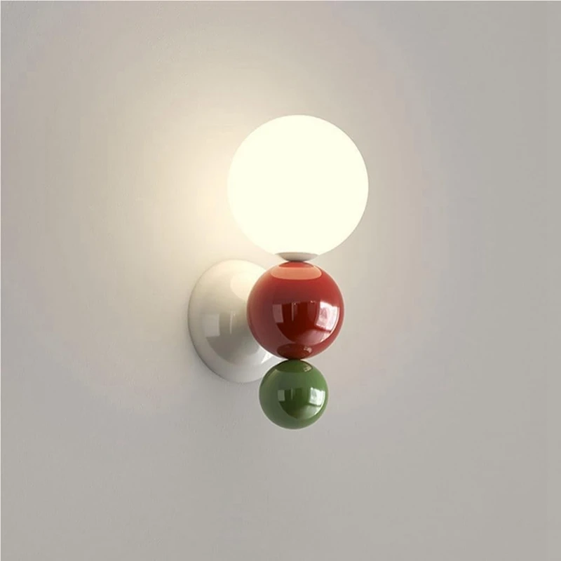 Nordic Spherical Wall Lamp Simple Wall Light Bedroom Background Wall Indoor LED Decorative Wall Room Bedside Wall Lamps-ABFB