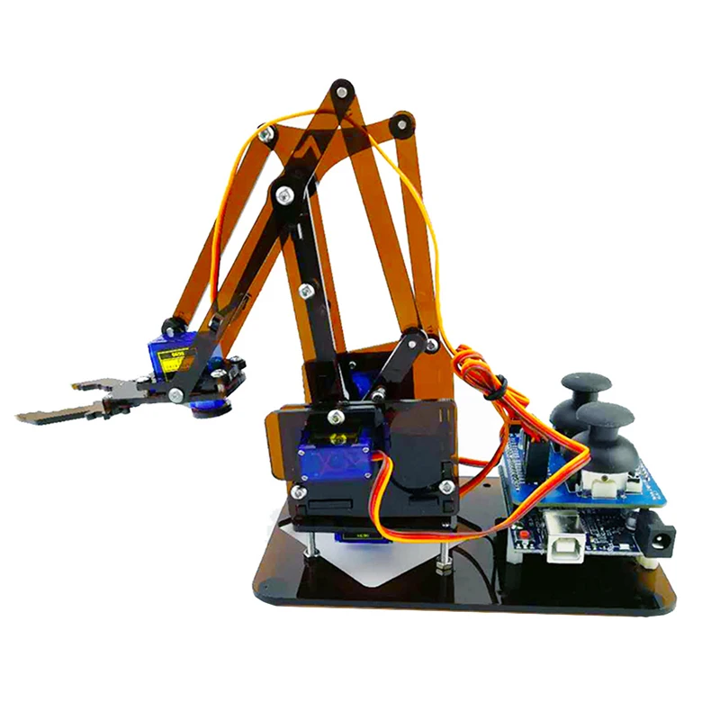 Arduino UNO R3 Acryl-Roboterarm, 4-Grad-Freiheitsroboter, mechanischer Arm, Servo, elektronisches Experiment, DIY-Kit