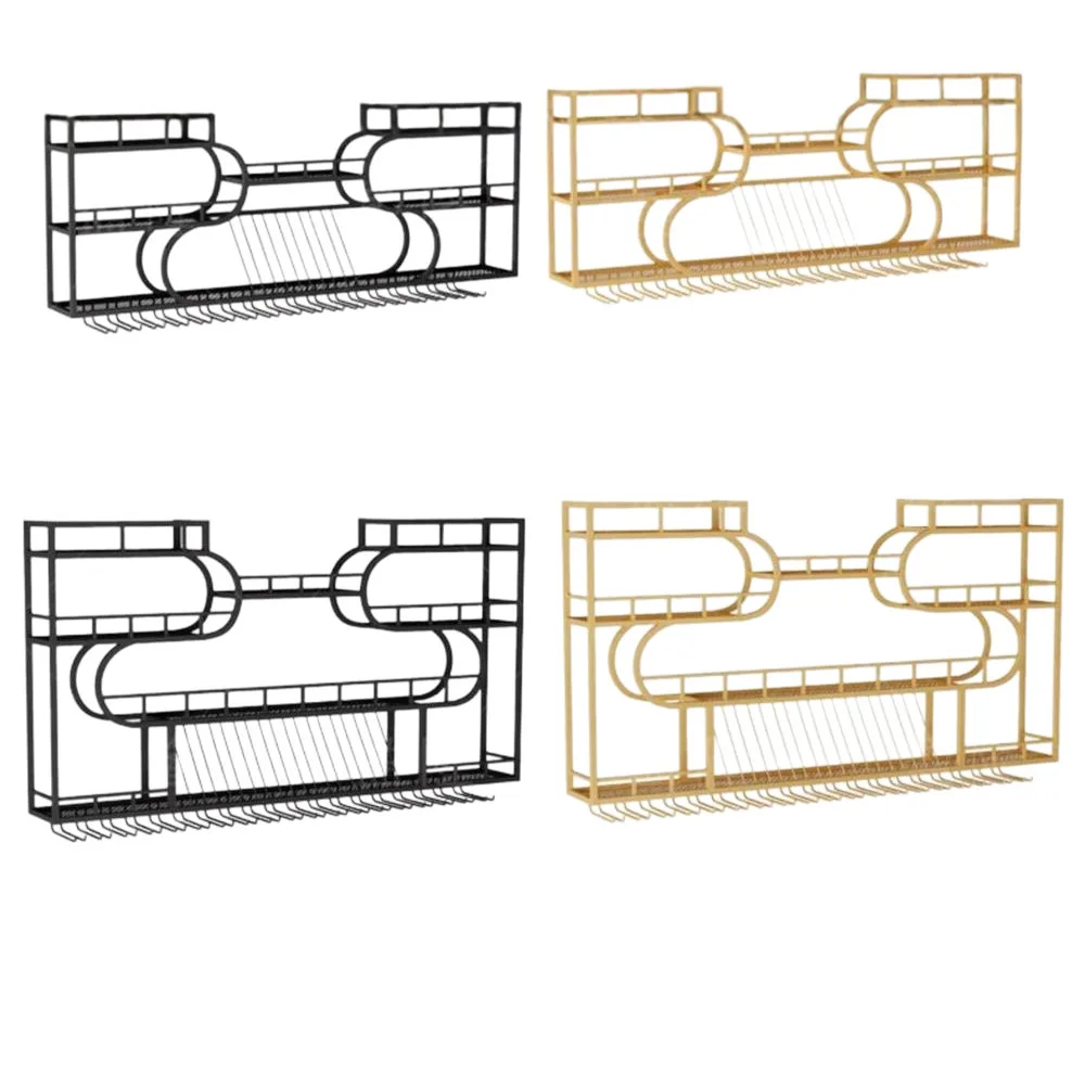 

Creative wine rack on the wall, simple industrial style red wine cabinet display, multi-functional bar with light, bar counter