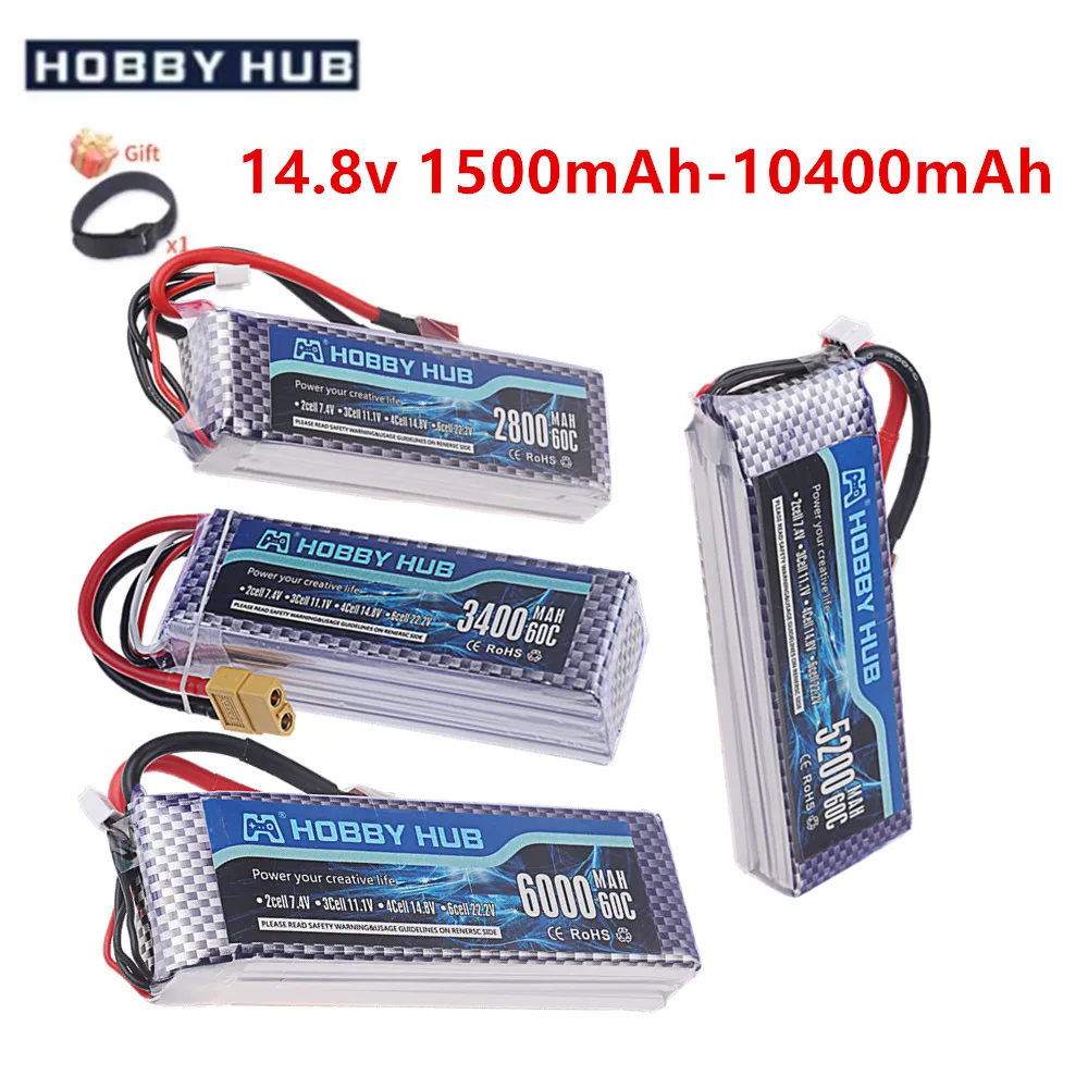 14.8V RC LiPo Batterij 4S 1500mAh 2200mAh 2800mAh 3000mAh 3300mAh 3400mAh 5200mAh Voor RC FPV Drone Quadcopter Racewagen T/XT60