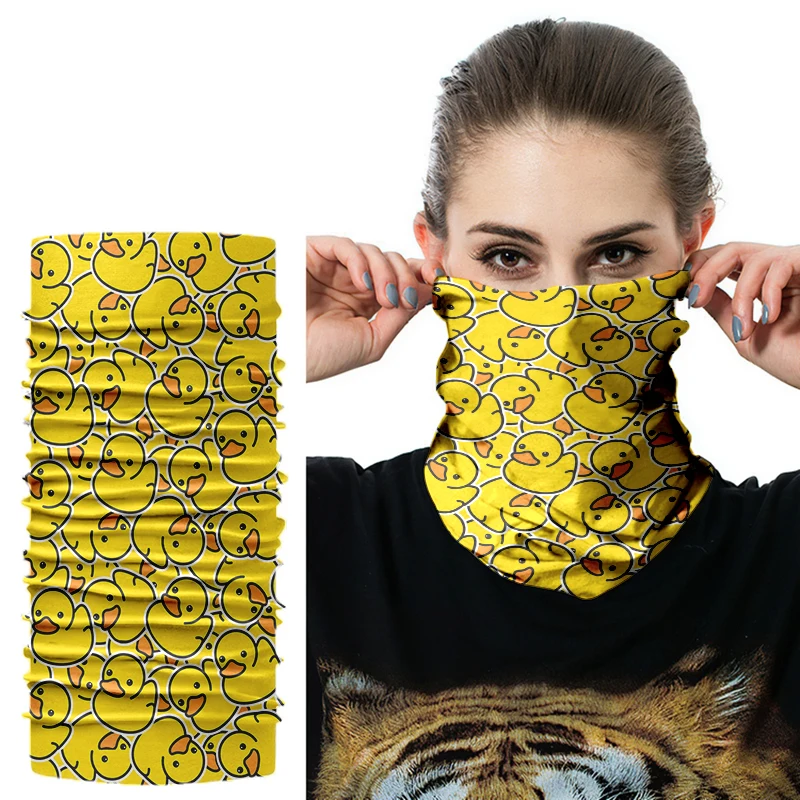 3D Yellow Duck Bandana Women Seamless Balaclava Buffs Cartoon Neck Scarf Windproof Sun Protection Cycling Fishing Face Mask