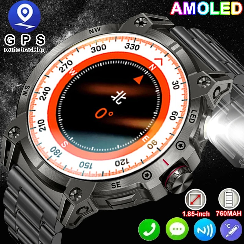 

2024 New For Huawei Outdoor Sports Smart Watch Men 1.85 AMOLED Screen GPS Compass Heart Rate BP NFC Bluetooth Call Smart Watch