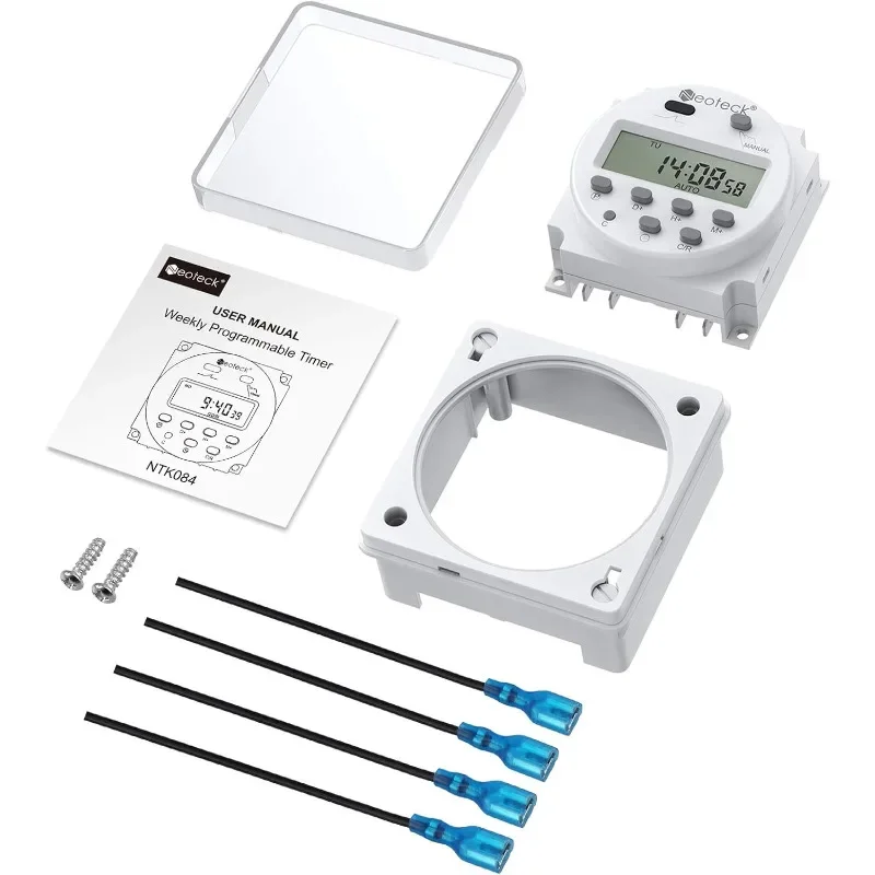 DC 12V 16A Digital Electronic LCD Time Relay Switch Programmable Timer Waterproof with 16 ON/Off Setting Set Wire Connectors