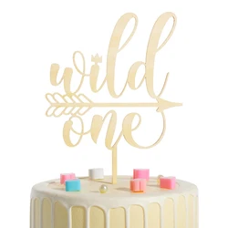 YOMDID New Wooden Birthday Happy Cake Topper Laser Cut Number ONE Party Cake Toppers for Shower Year Old Dessert Decoration