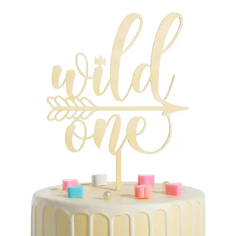 YOMDID 목재 생일 해피 케이크 토퍼, 레이저 컷 넘버 원 파티 케이크 토퍼, 샤워 년 오래된 디저트 장식, 신제품
