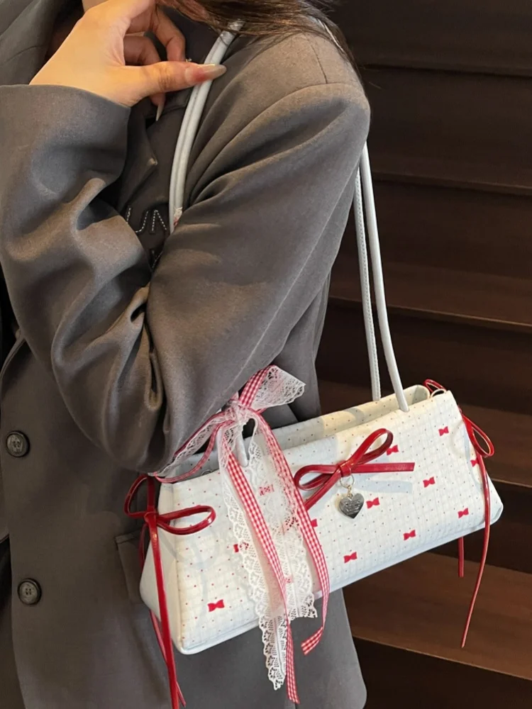 

Шикарная женская сумка подмышки с узлом в горошек, новинка 2025 года, модная сумка, маленькая квадратная сумка-тоут на одно плечо