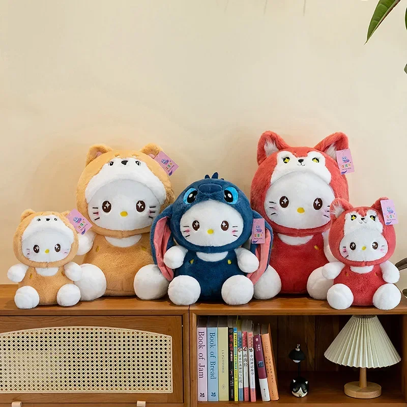 Sanrio hello kitty anime brinquedo de pelúcia dos desenhos animados bonito pelúcia brinquedos plushies kawaii lance travesseiro bonecas presentes aniversário para meninas