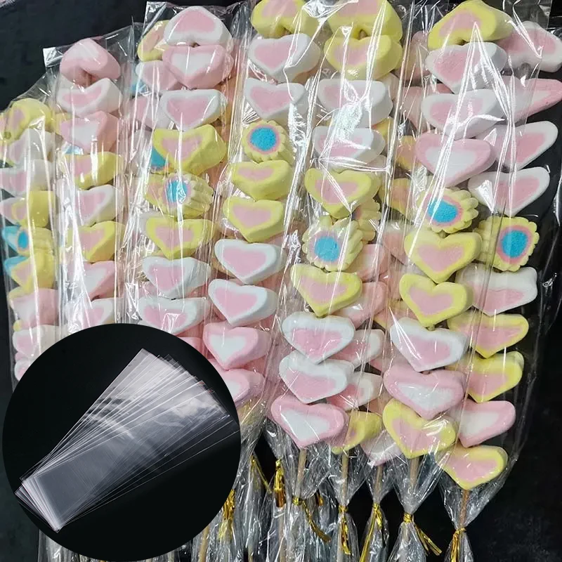 50/100pcs Long Transparent Treat Candy Bags Lollipop Cookie Clear Plastic Food Snack Gifts Wedding Birthday Party Cellophane Bag