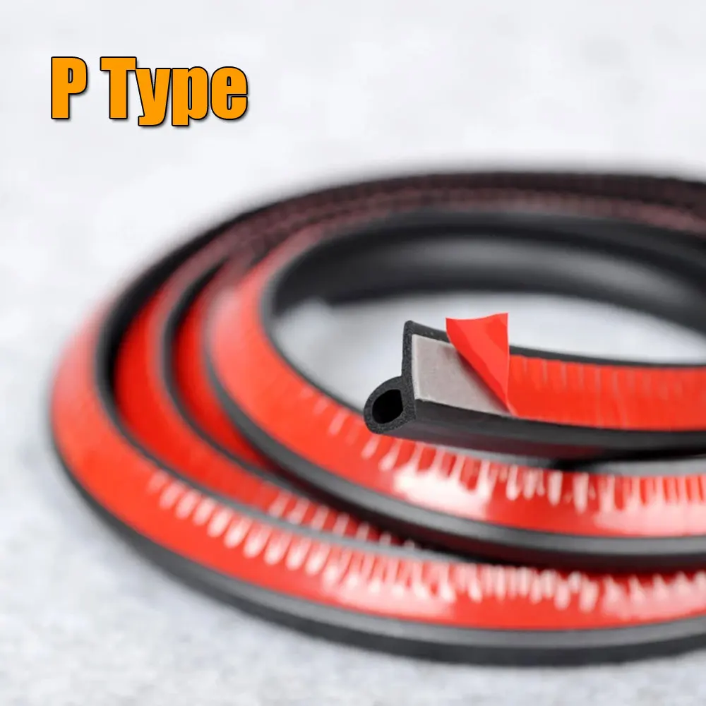 P Type Car Door Seal Strip Rubber Weather Stripping Anti-dust Engine Cover Seal Edge Trim Soundproofing Seals Car Accessories