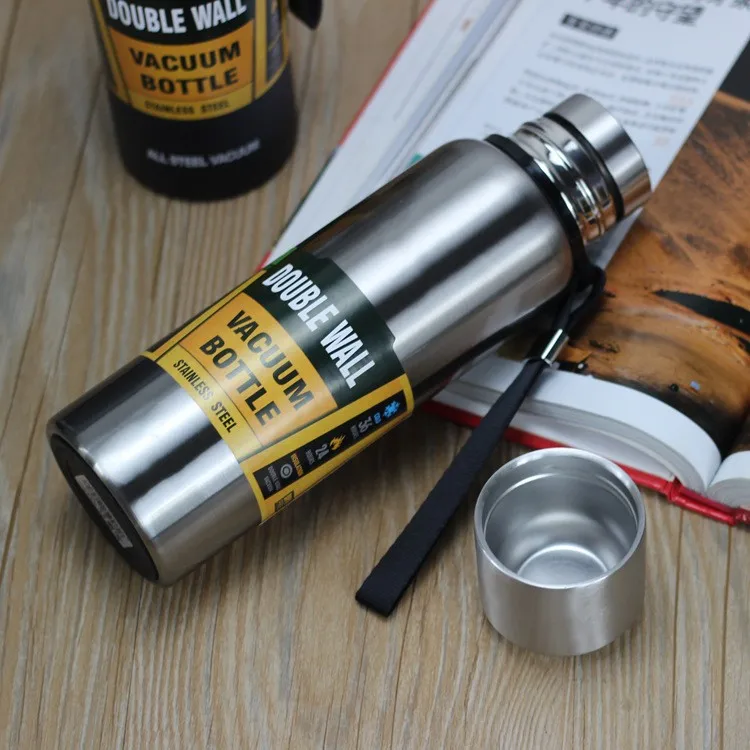 800/1000/1500ml Large Capacity All Steel Stainless Steel Thermos Vacuum Flask Portable Insulated Tumbler with Rope Thermo Bottle