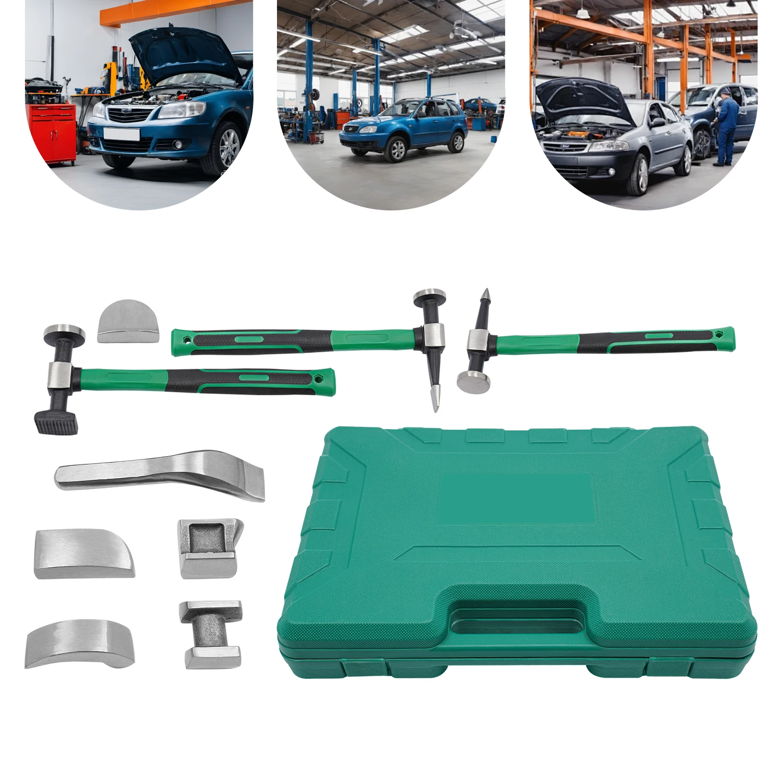 9-teiliges Auto-Karosserie-Panel-Kotflügel-Hammer-Dolly-Set, Hammer-Dolly-Set mit Metallkörper, Dent-Brecheisen-Reparaturwerkzeuge, für die automatische/mechanische Reparatur