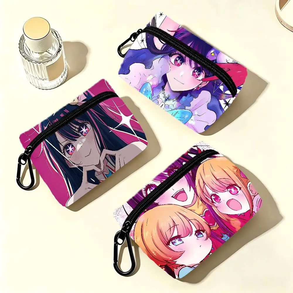 Anime Oshi No Ko Wallet Detachable Carabiner Hook Compact Storage Bag For Outdoor Shopping Accessory