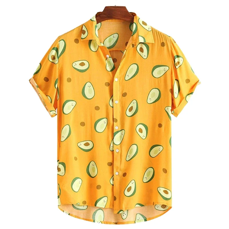 Hawaiian shirt Men's 3D fruit print short-sleeved quick-drying beach shirt Men's oversized outdoor shirt Men's casual shirt