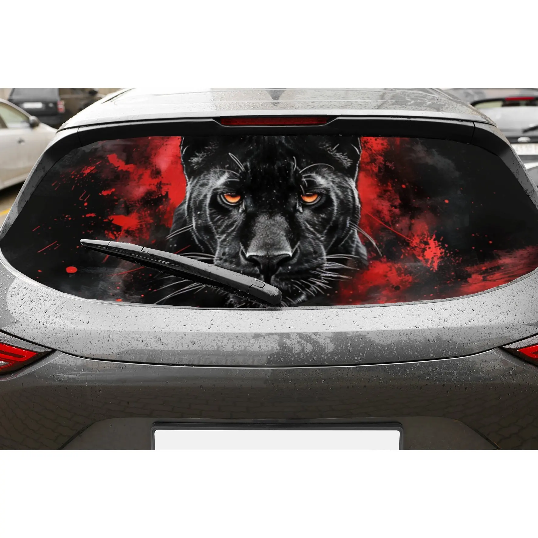Panther Themed PVC Perforated Car Vinyl Wraps, Privacy Enhancing Design for Rear Window, Car Rear Windshield Sticker for Most Tr