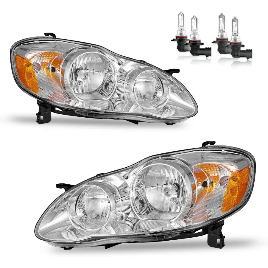 

Headlights Assembly for 2003 2004 2005 2006 2007 2008 Corolla Headlamp Replacement Driver and Passenger Side with Bulbs