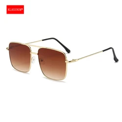 KLASSNUM Women Vintage Alloy Frame Sunglasses Double Beam Men Large Shades Anti UV400 Fashion Men Brown Sun Glasses 2026 New In