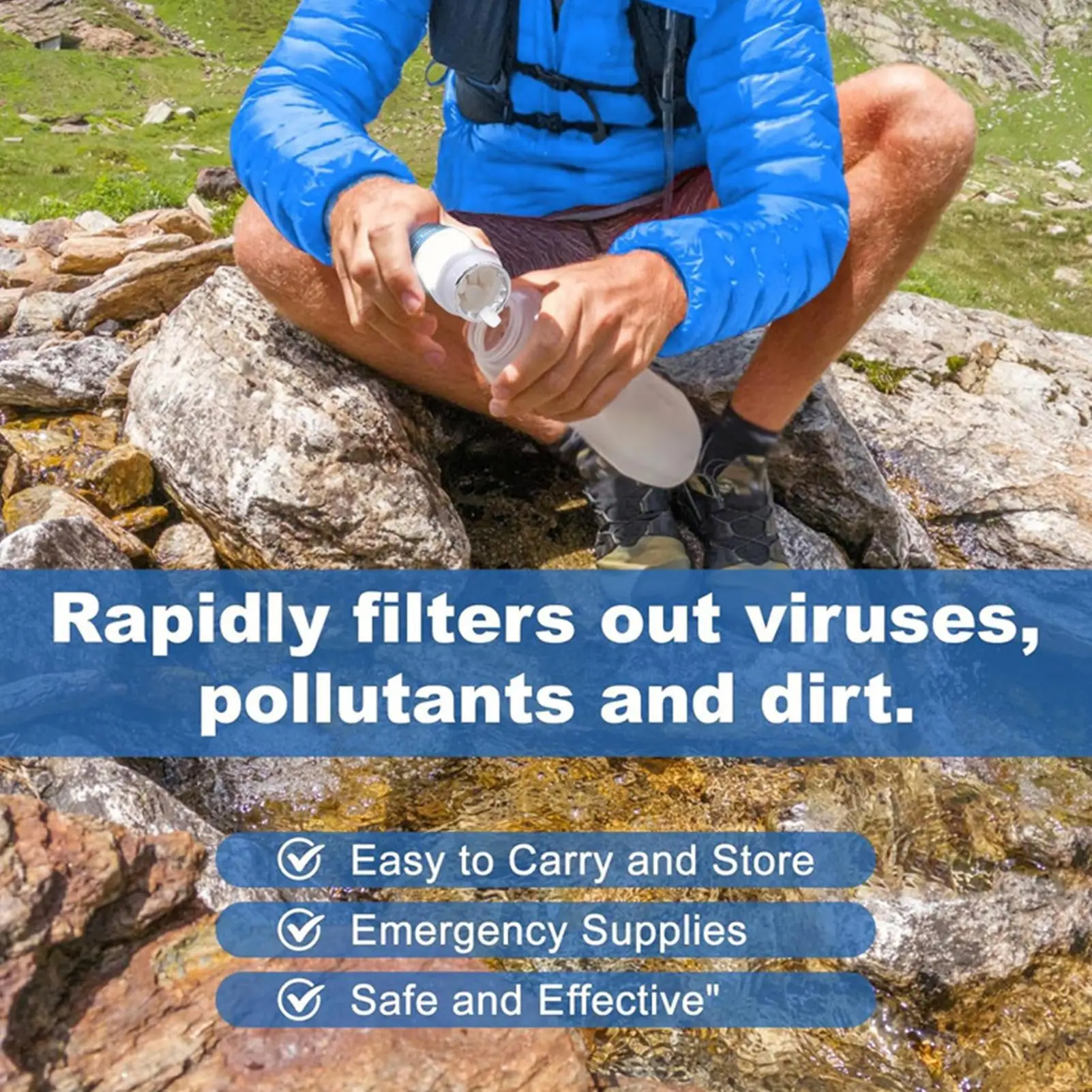 Tabletas de purificación de agua potable, de rápida disolución, seguras, sin olor, portátiles, para acampar, hacer senderismo, tabletas de filtro de agua para exteriores