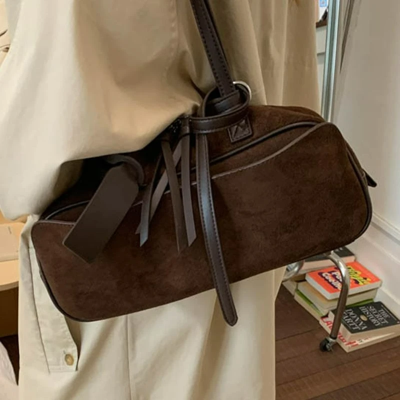 New Fashionable Matte Suede Handbag, Large Capacity, Versatile for Commuting, Single-shoulder Underarm Tote Bag, Baguette Bag