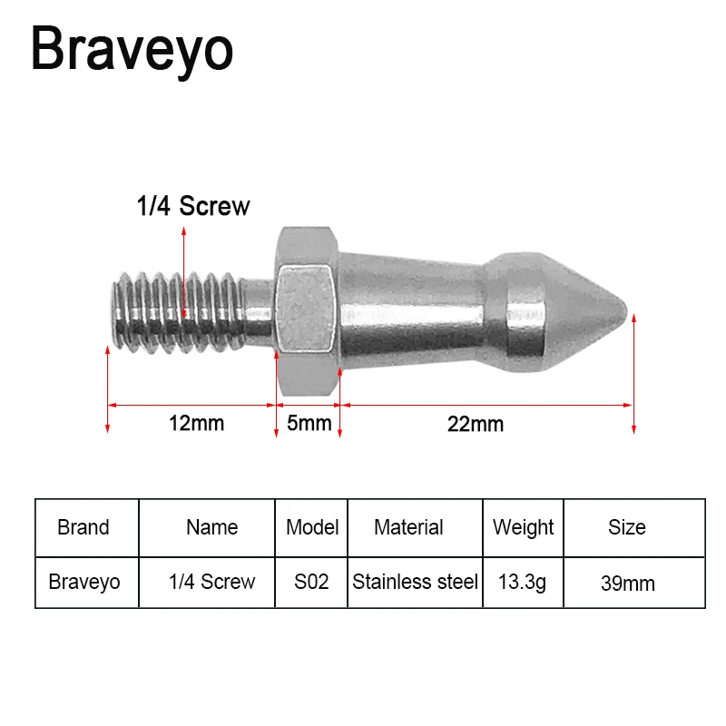 Camera Tripod Monopod Foot Nail Screw 1/4 3/8 M8 inch Stainless Steel Screw Dslr Stable Shoot Adapter Soft Soil Fixation