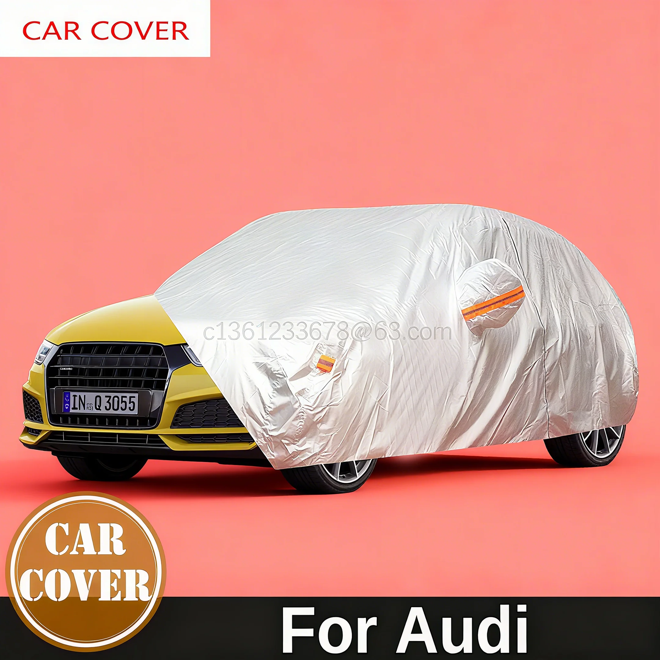 

The car cover is suitable for Audi A1 A6 e-tron Q3 R8 TT Q8. The whole car is waterproof, sun resistant, rain and snow resistant