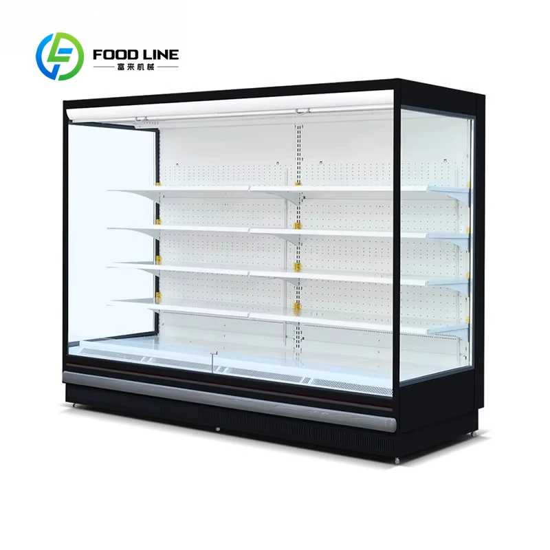 Energy Efficient Multi-Layer Air Curtain Supermarket Display Cabinet Open Water Chiller Adjustable Cooling Freezer Refrigerator