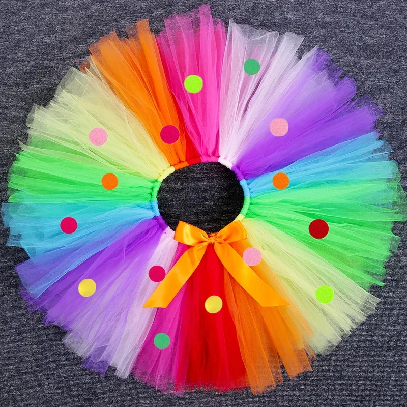 AD1 Regenbogen-Süßigkeits-Tutu-Rock für Babys, farbige Lollipop-Anziehkostüme für Kinder, Kleinkinder, Neujahr, Outfit, Geburtstag, Pa5@rD~