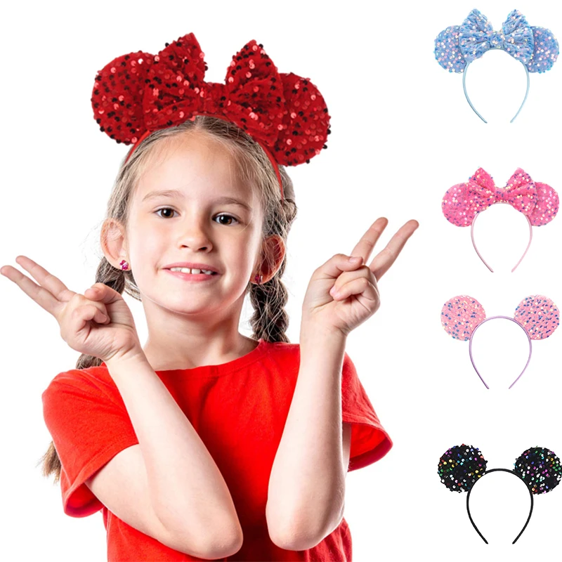 Disney Mickey Mouse Ears Headbands For Girls Women Glitter Sequins 5\