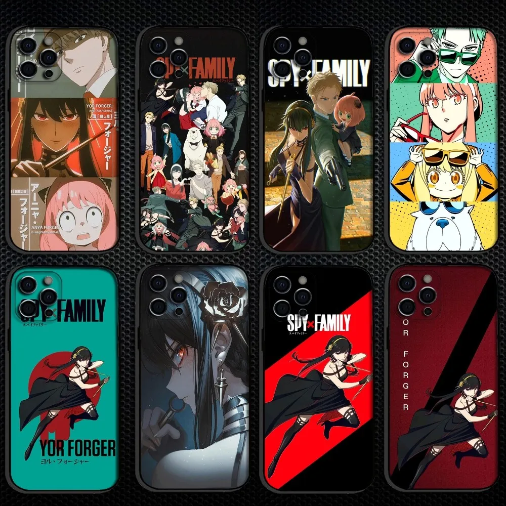

Kawaii Anime S-SPY FAMILY Anya Forger Phone Case For iPhone 16,15,14,13,12,11 Plus,Pro Max,XS,X,XR,SE Soft Silicone Black Cover