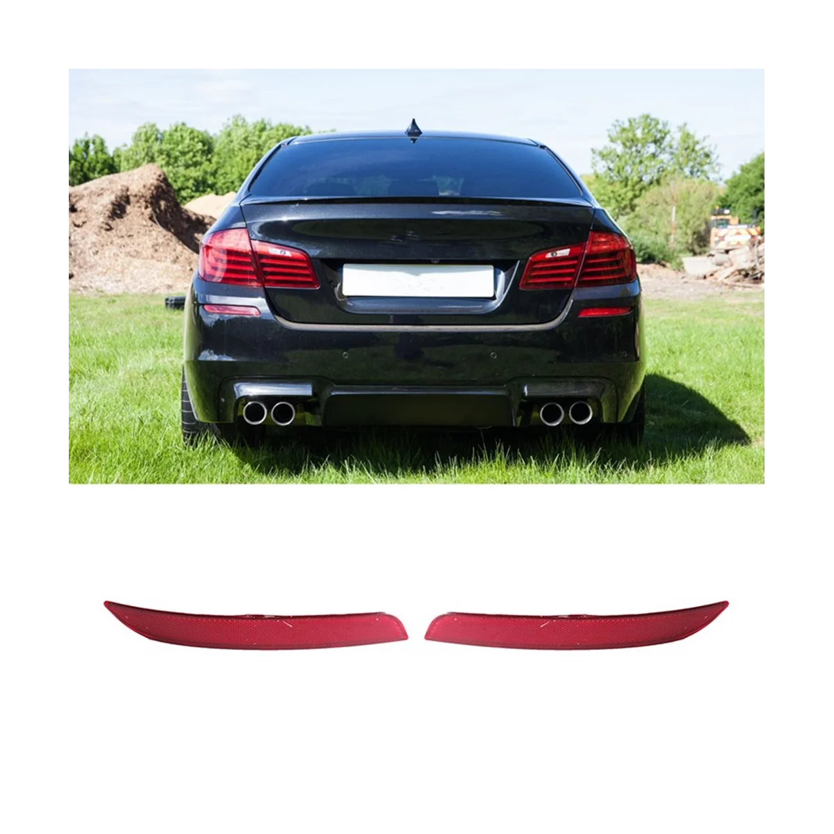 عاكس مصد خلفي ، ، يسار يمين لسيارة بي ام دبليو 5 سلسلة F10 F18-ks ، إكسسوارات حمراء ، 2 ks