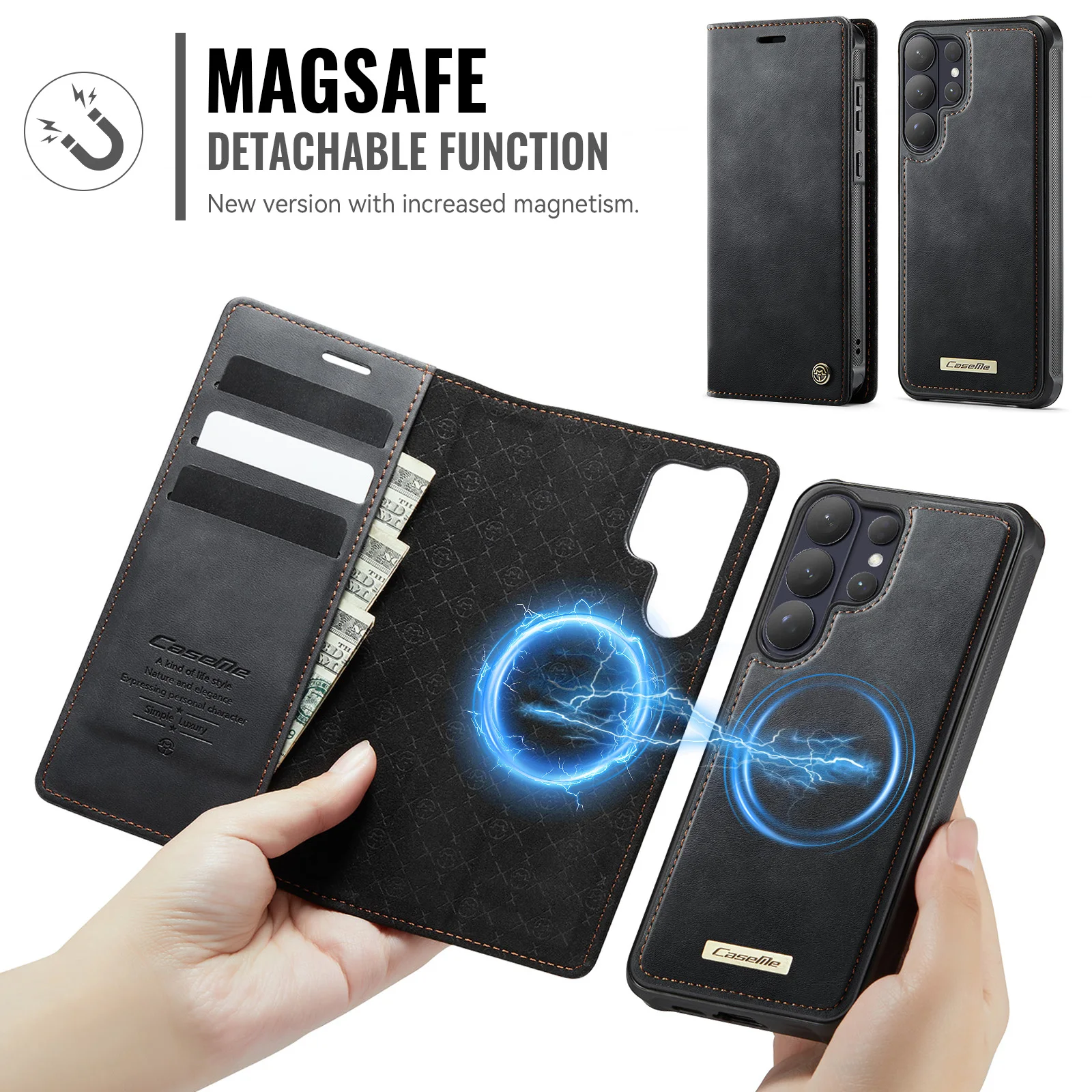 2 in 1 Magnetic Flip Case for Samsung Galaxy S26 Ultra S25 Edge Plus S24 S23 Fe S22 Wireless Charging Wallet Phone Cover Coque - view 3