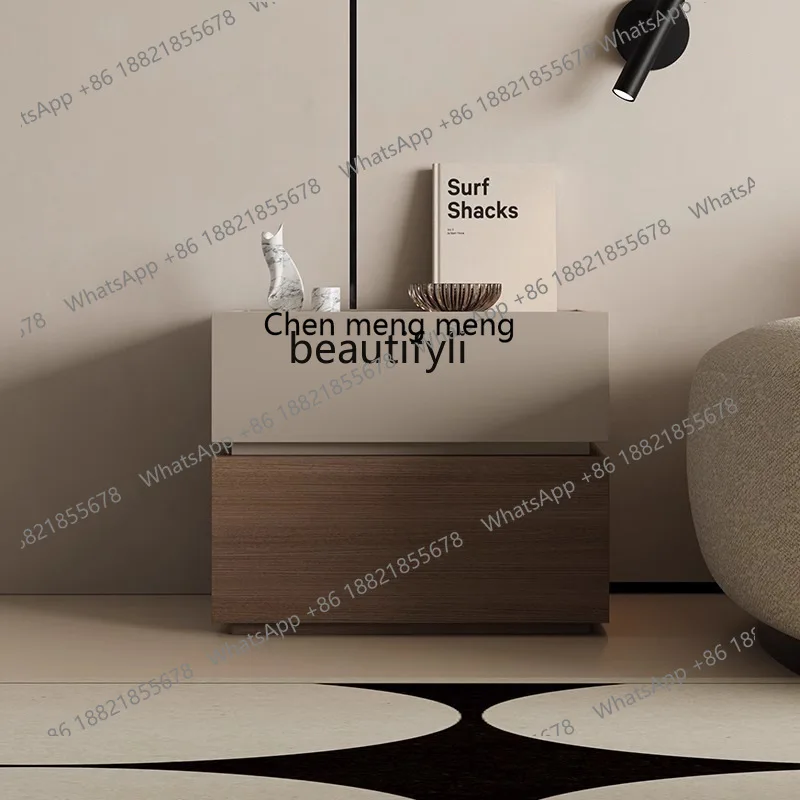 X  Walnut solid wood paint-free bedside table, simple modern home bedroom small bedside storage cabinet