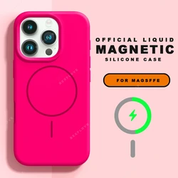 Official Magnetic Liduid Silicone Phone Case For iPhone 15 14 16 Plus 11 12 13 16 Pro Max Magsafe Charge Protector Soft Cover