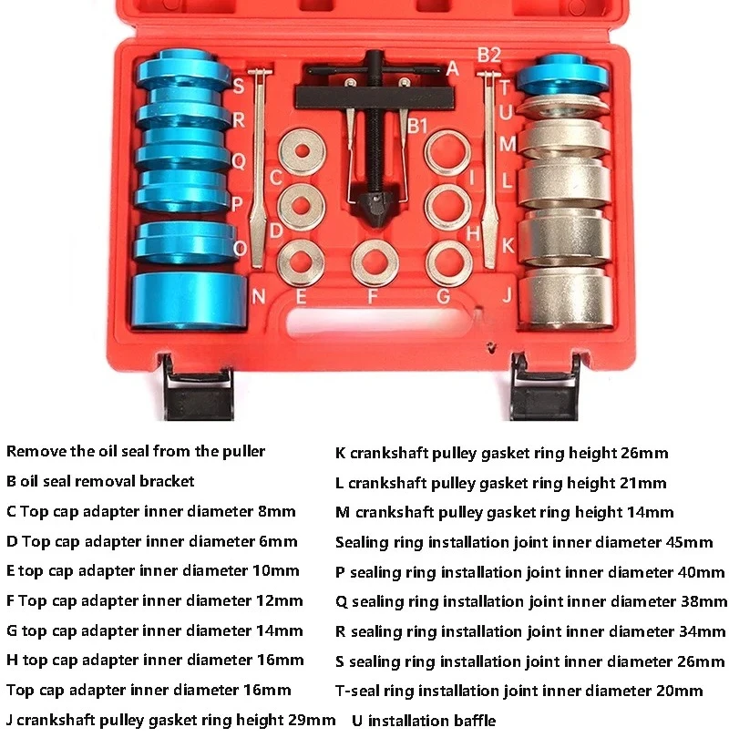 20Pcs Car Camshaft Crank Seal Remover/Installer Kit Universal Camshaft Oil Seal Disassembly Assembly Auto Repair Tool