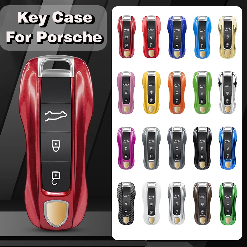 

﻿ For Porsche Panamera Macan 718 Taycan 911 Cayman Boxster 971 Remote Smart Car Key Case Cover Car Accessories Solid Color