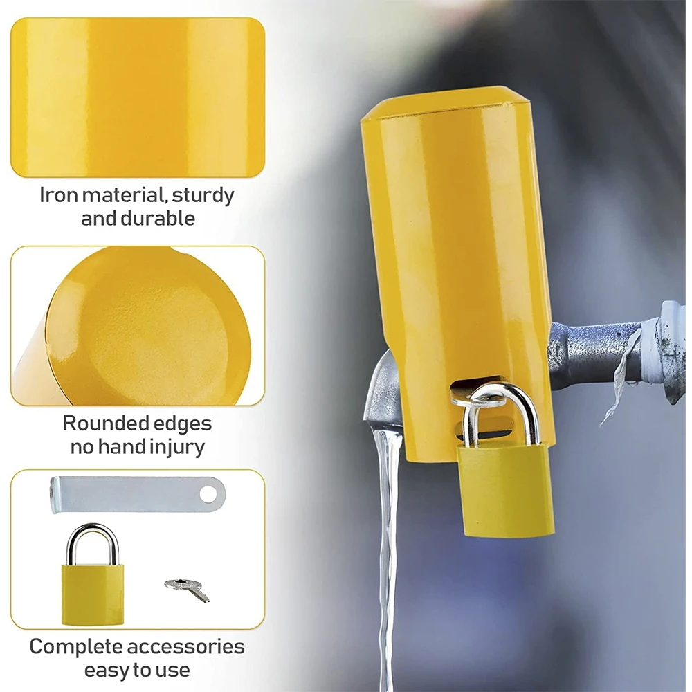 SI FANG Metal Yard Faucet Water Switch Lock Portable Garden Lockable Tap Water Valve Padlock Protect Anti-theft Tap Lock Key