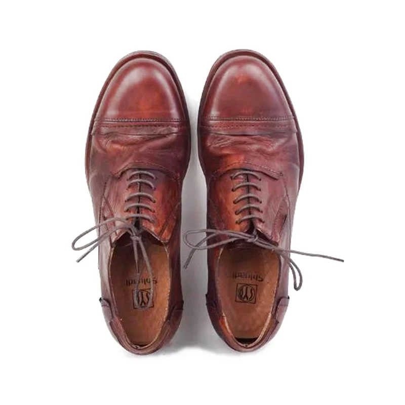 Genuine Leather Man Oxford Casual Shoes Vintage Soft Leather Workwear Shoes For Men Distress Lace-up Mens Shoes