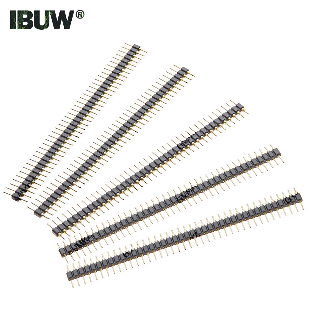 5PCS 2.54mm Pin Connector Strip Round Needle 40Pin 40P Header Strip Male Header Single Row 40 Pin 1x40 Connector