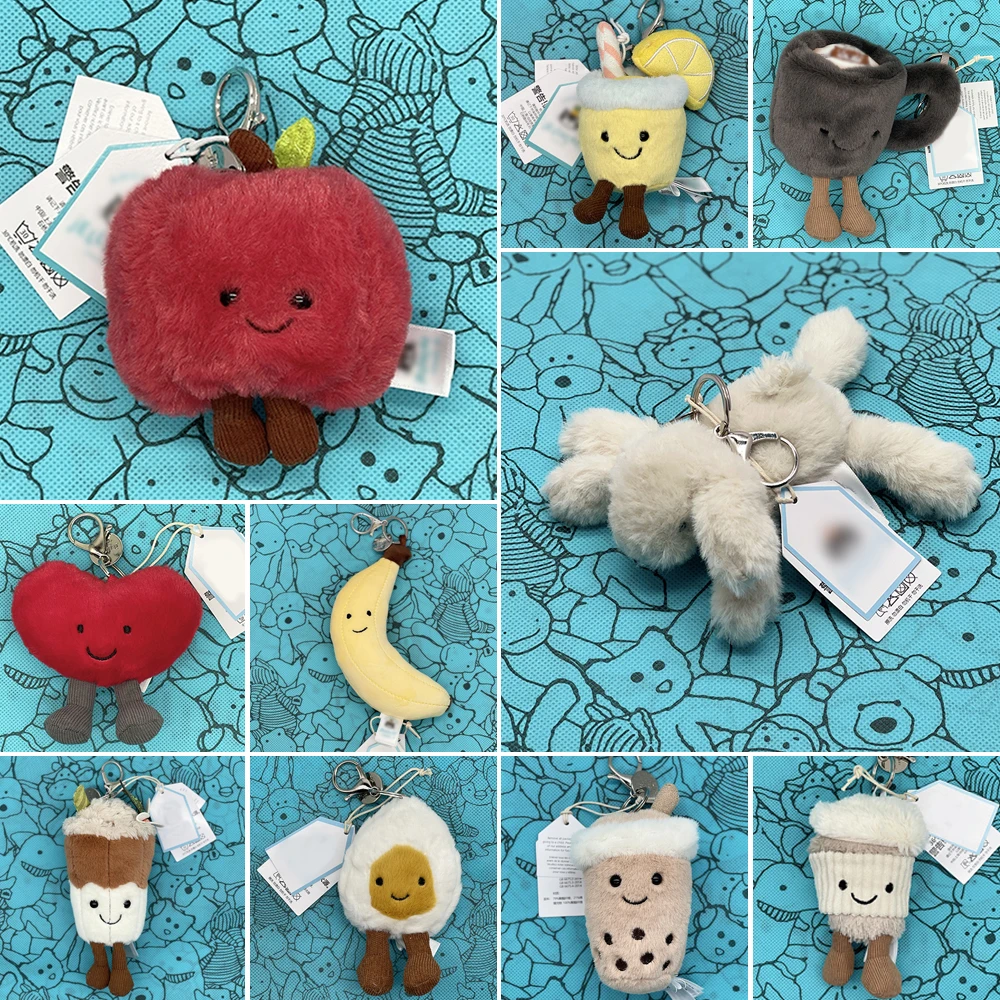 JC Plush Bag Charms Apple Plush Popcorn Keychains, Plush Egg Pendants, and Plush Red Heart Keychains  Ideal as Gifts
