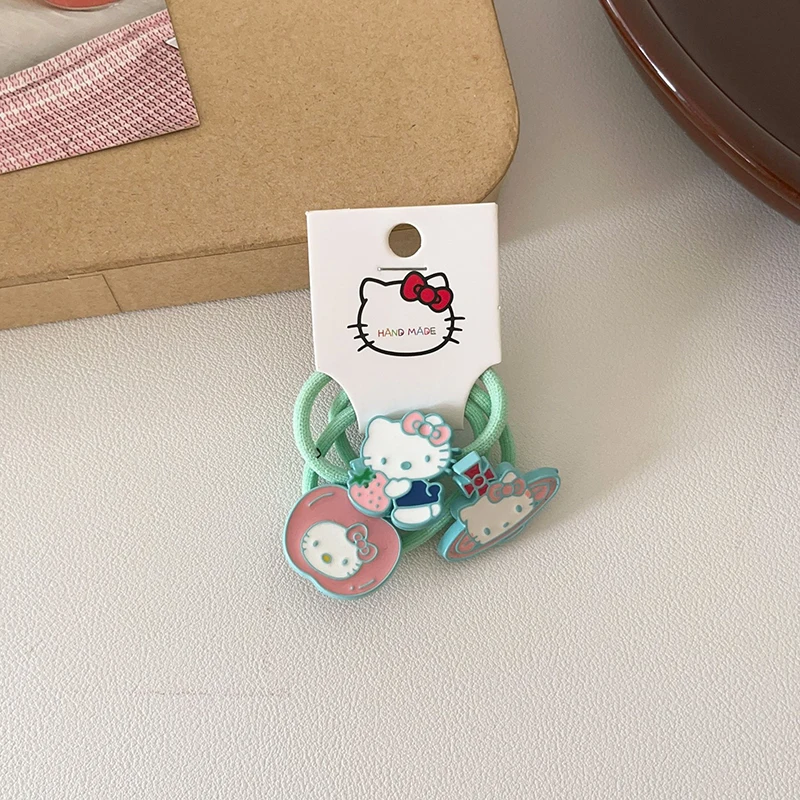 Sanrios Hellokittys Elasticity Hair Ties for Women Hair Rings Soft Hair Ropes Durable Rubber Bands Solid Color Girls Headdress