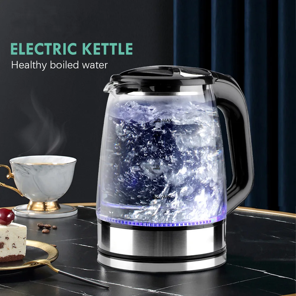 Household Glass Electric Kettle 2.2L Large Capacity Inner Wall Marking Kettle 2000W Fast Boiling Electric Kettle