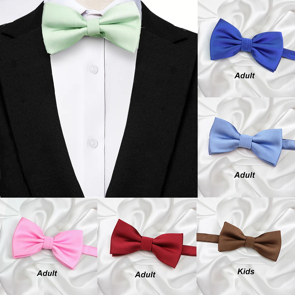 Gracefully Solid Color Parent-Child Bowtie Satin Butterfly Party Dinner Wedding Design Cute Polyester Bow Tie Accessories Gifts