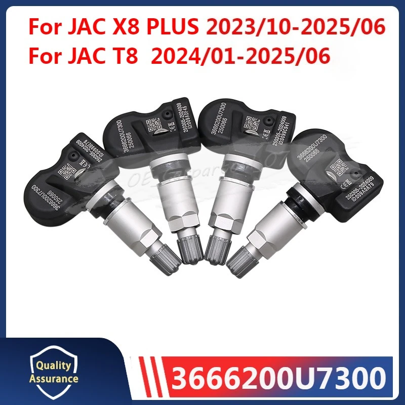 3666200U7300 For 2024-2025 JAC X8 PLUS T8 HUNTER EV Sehol E50A TPMS 433MHZ Tire Pressure Monitor System Sensor 4PCS