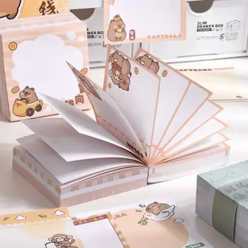 Capybara-Bloc-notes carré non collant, 400 feuilles, mignon, kawaii, dessin animé, rappel, papeterie