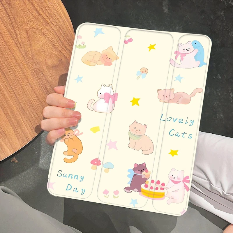 Smart PU Case for Ipad Mini 6th Generation 2021 IPad 10th Gen Air6 5 4 10.9 Pro 11 2nd 3rd 4th IPad 10.2 7th 9th 8th Lovely Cat