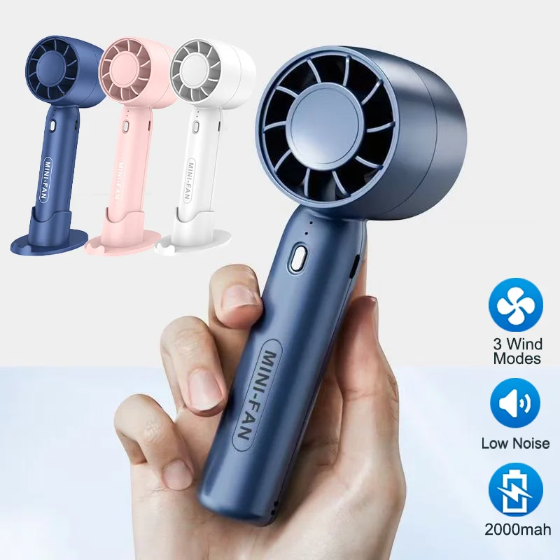 Ventilador Portátil Pequeno com Carregamento USB, Mini Ventilador de Mesa Leve para Viagens, Escritório e Casa