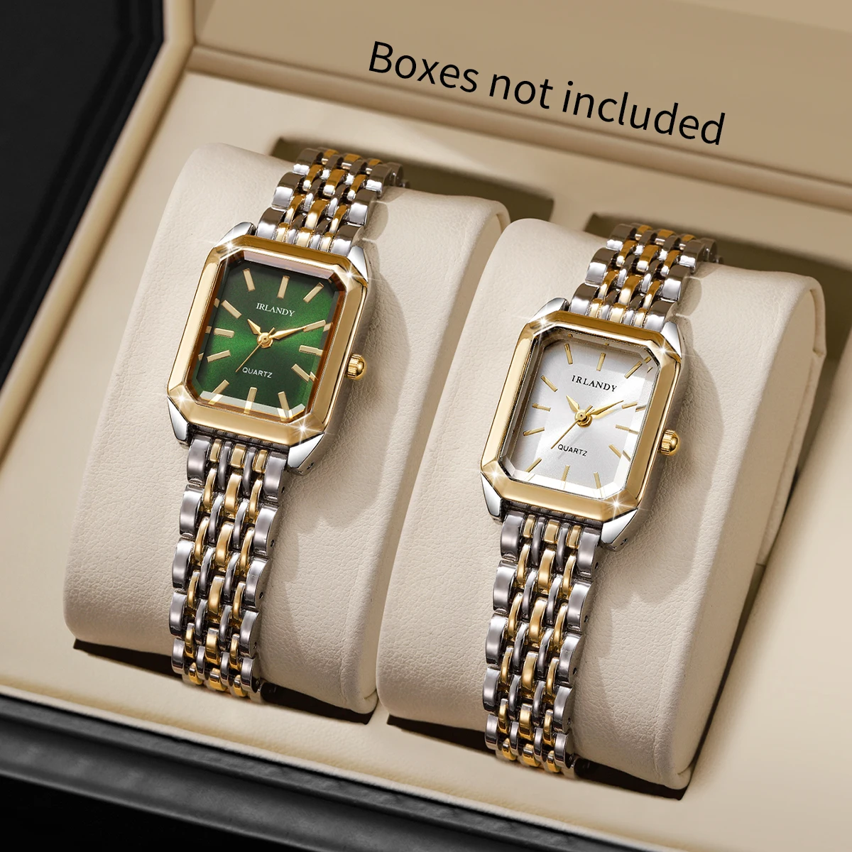 2PCS Fashion Rectangle Dial Ladies Wristwatch Set Women Quartz Watches Reloj Mujer (Without Box)