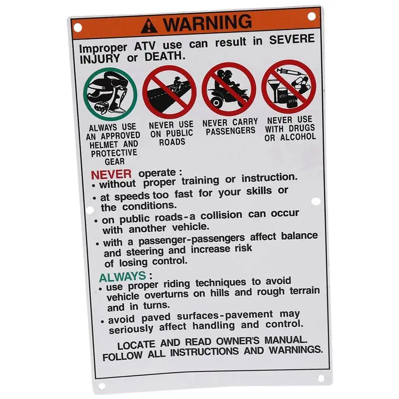 3X For Warning Decals Stickers Labels Aluminum Backed Raptor Blaster Banshee-L94A