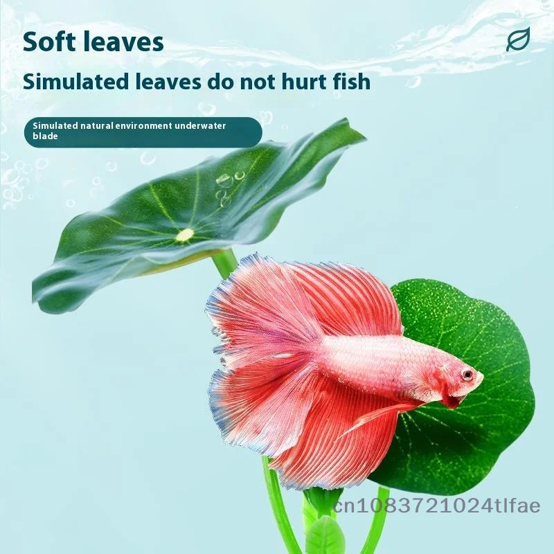 1 قطعة خزان الأسماك النباتات وهمية الديكور الأوراق الخضراء أرجوحة لسمك بيتا الإجهاد الحد من حوض السمك ديكور آمن مع كوب الشفط #2