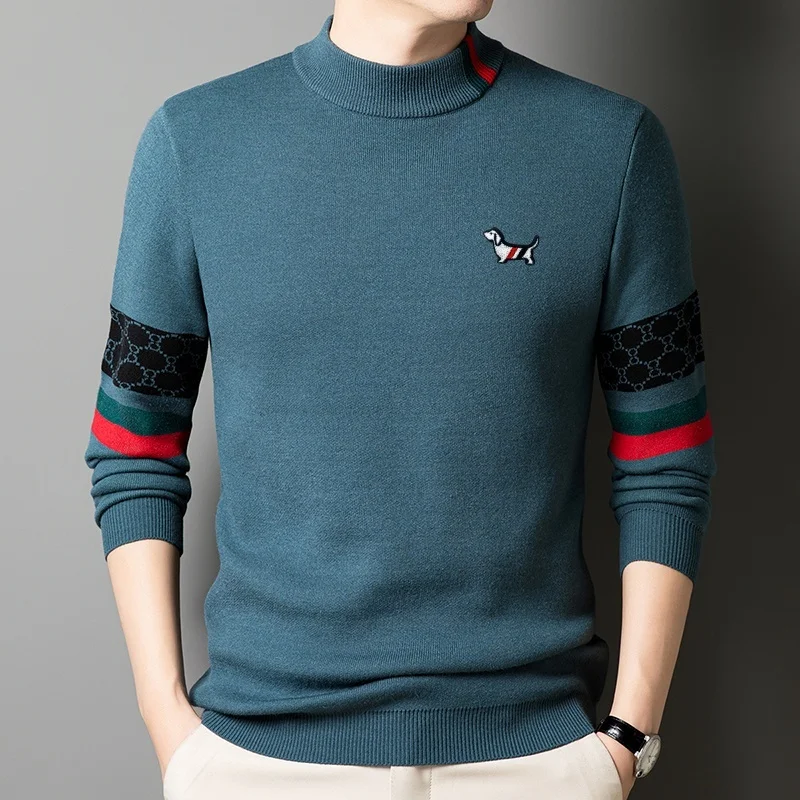 التصميم الأصلي الرجال س الرقبة البلوز سترة شتاء جديد وصول الكلب طباعة لينة صوف مبطن رشاقته موضة وسيم ملابس رجالي #4