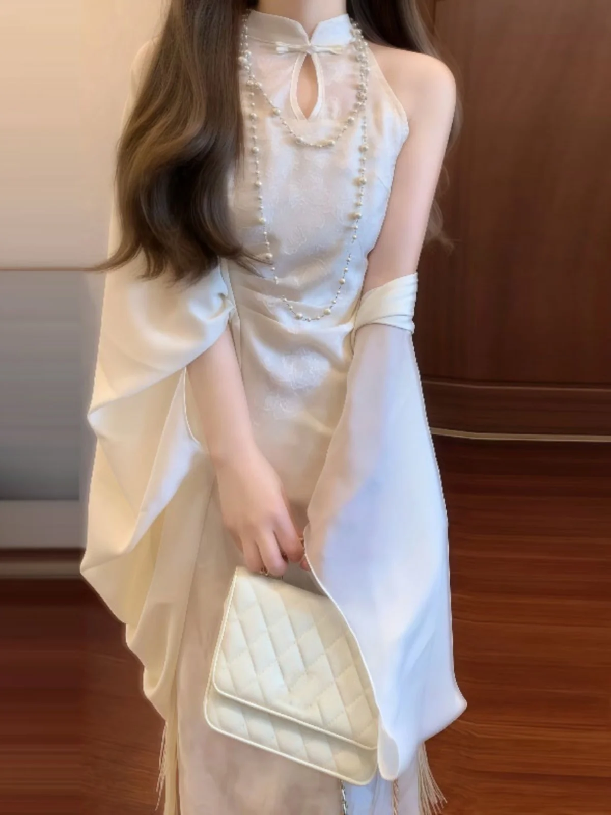 

New Chinese Style Dress And Shawl Two-Piece Set Luxury Minimalist Spring Autumn Fashion Women's Clothing Set